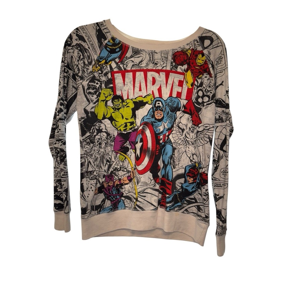 Marvel Heroes Comic Reversible Pullover Top - Long Sleeve‎ Medium All Over Print